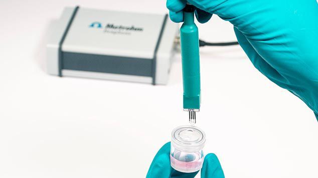 Setup for electrochemical research with potentiostat and cell